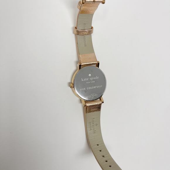 Kate Spade Metro Scallop Three Hand Leather Watch Rose Gold Round Face Ladies - Picture 10 of 12